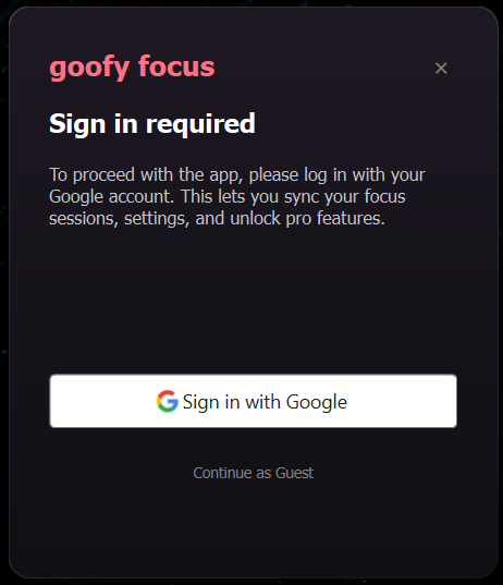 Google Login Dialog