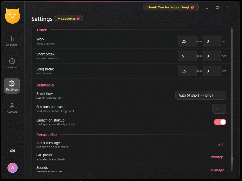 Settings Screenshot